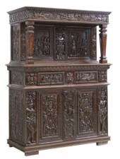 CONTINENTAL HEAVILY CARVED OAK