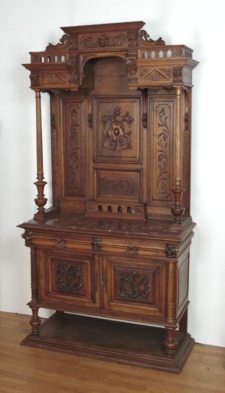 CONTINENTAL HEAVILY CARVED WALNUT