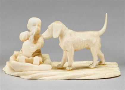 Continental ivory figure group   