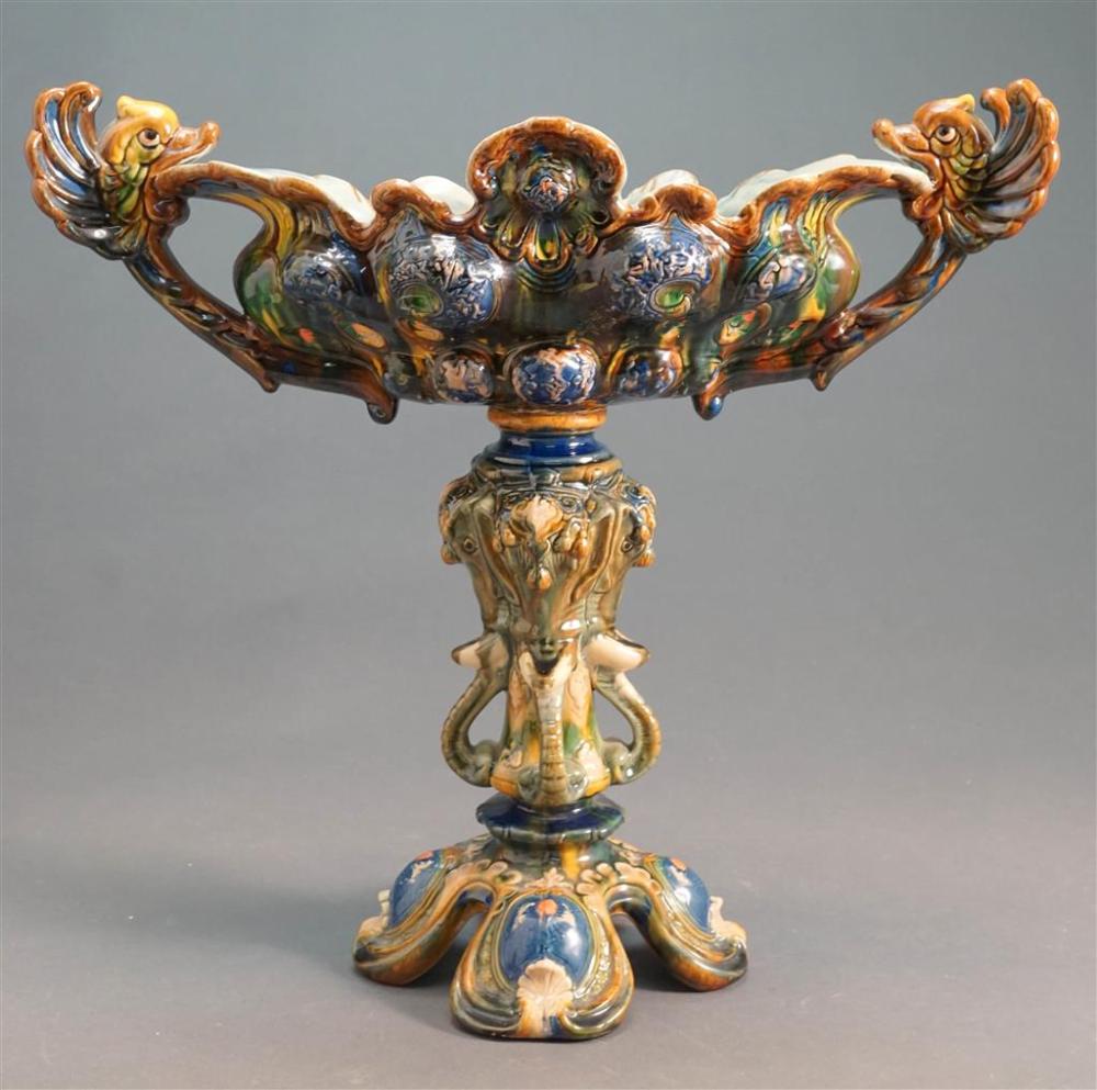 CONTINENTAL MAJOLICA CENTERPIECE,