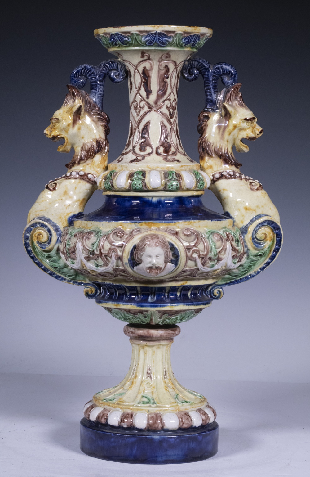 CONTINENTAL MAJOLICA VASE Late 19th