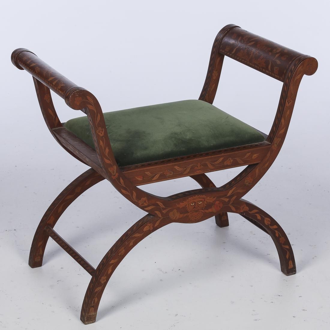 CONTINENTAL MARQUETRY X-FORM STOOL,