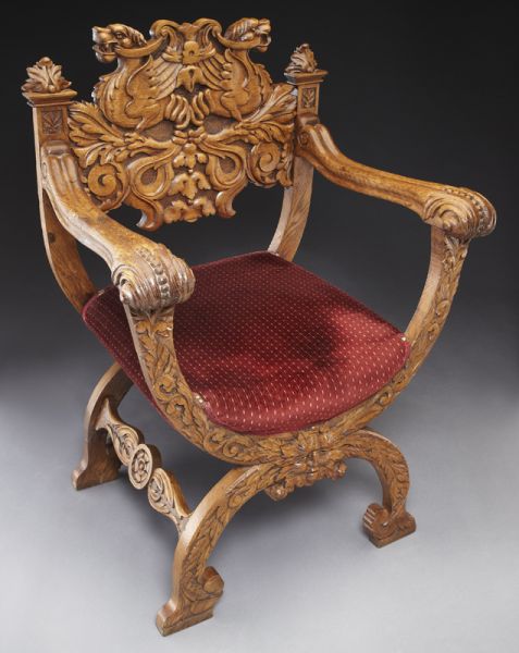 Continental oak savonarola throne