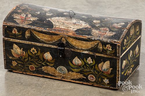 CONTINENTAL PAINTED DOME LID BOX,