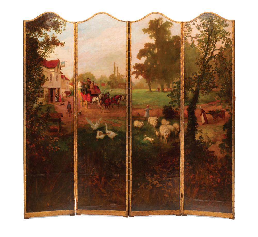 CONTINENTAL PAINTED FOUR-PANEL