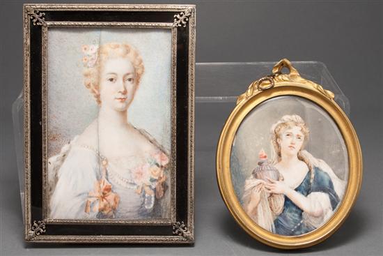 Continental painted ivory miniature