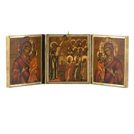 Continental Painted Triptych 	 