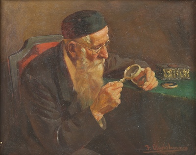 Continental painting signed F.