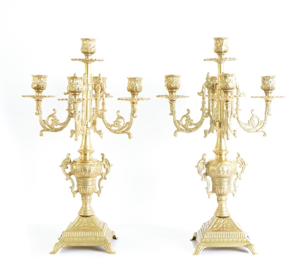 CONTINENTAL PAIR GILT METAL FIVE