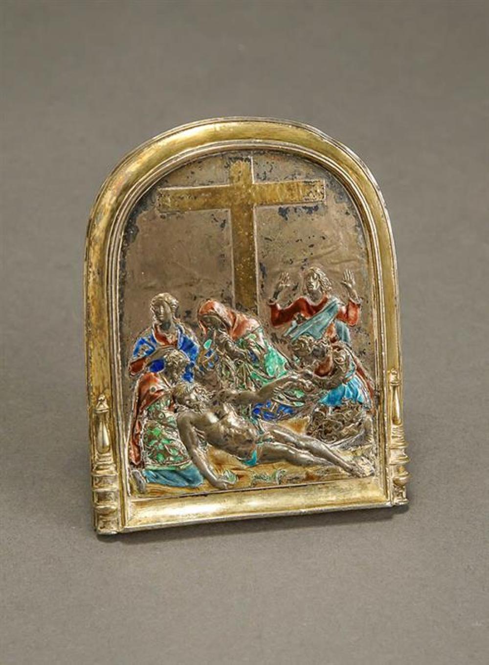 CONTINENTAL PARTIAL GILT ENAMELED