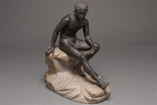 Continental patinated bronze figure