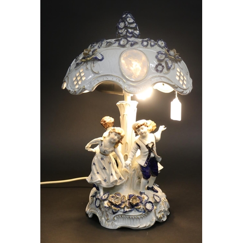 Continental porcelain figural lamp,