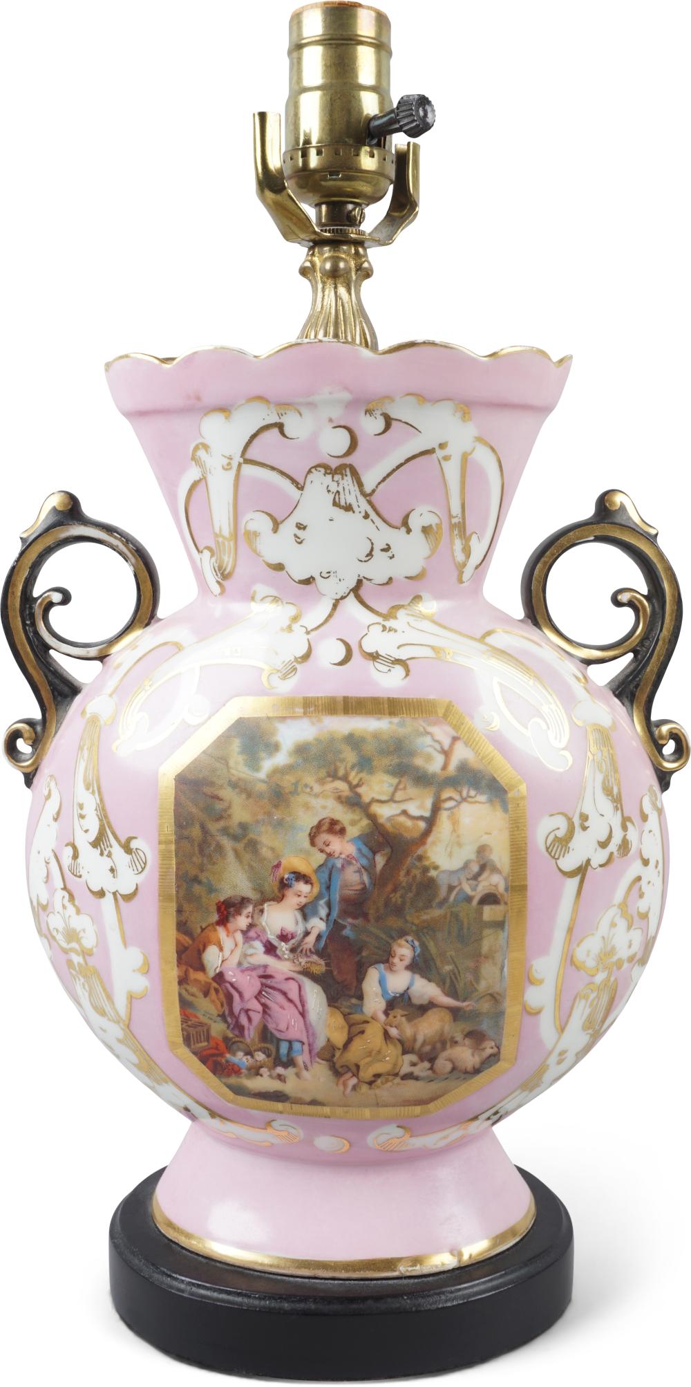 CONTINENTAL PORCELAIN FLATTENED URN