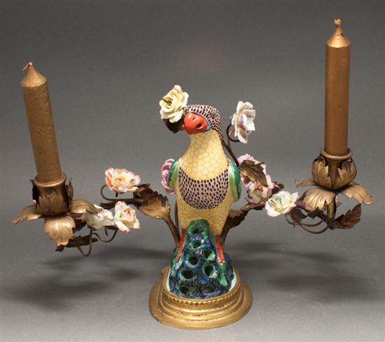 Continental porcelain parrot figure
