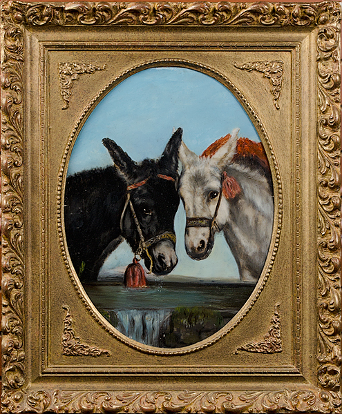 Continental Portrait of Donkeys Oil
