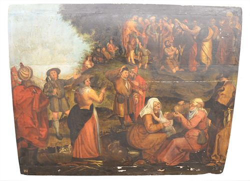 CONTINENTAL SCHOOL OIL ON OAK