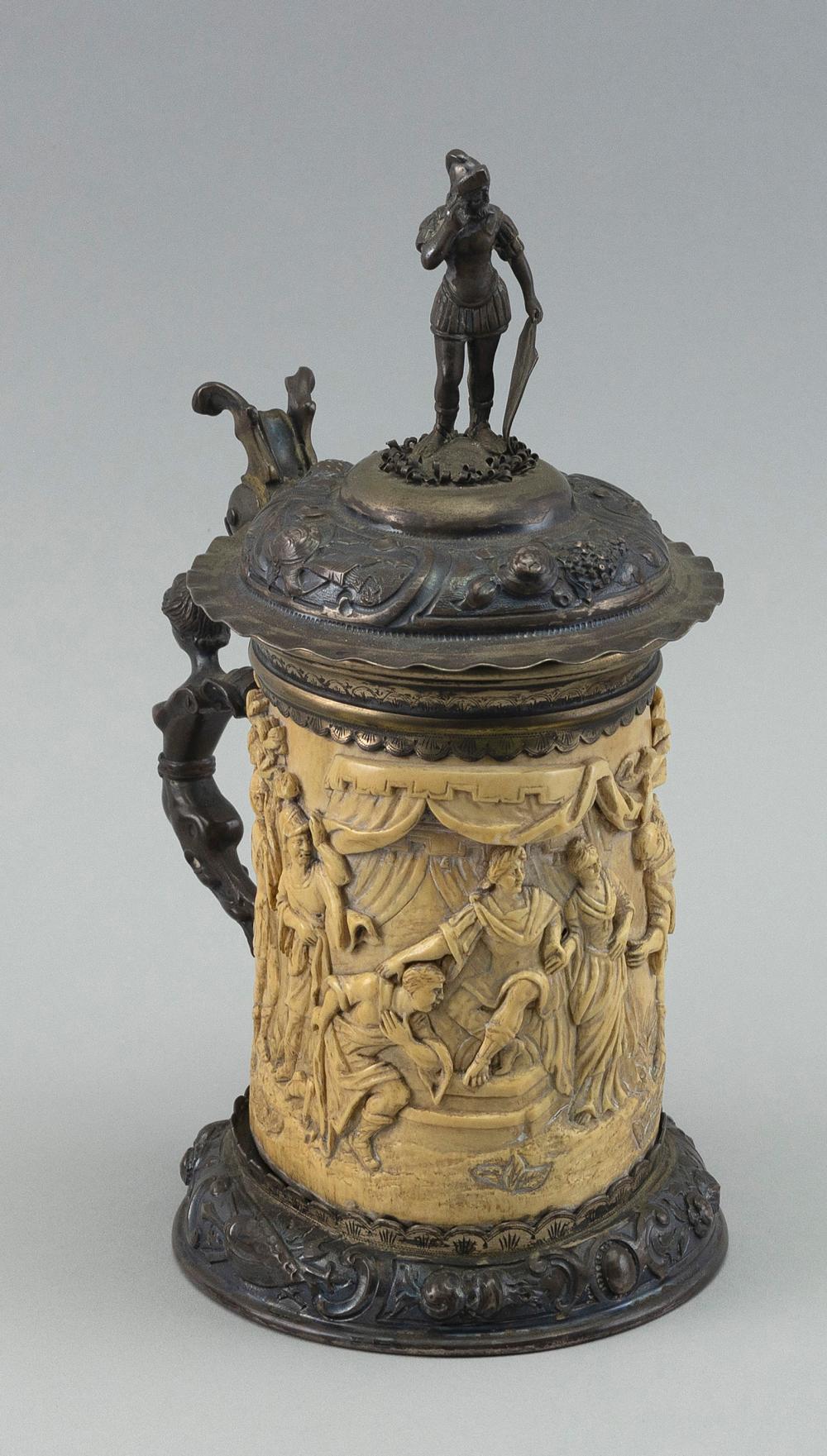CONTINENTAL SILVER-MOUNTED CARVED