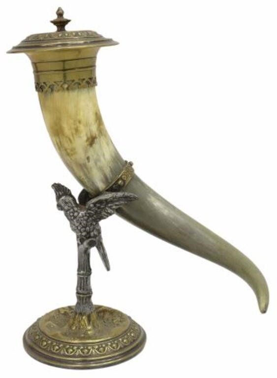 CONTINENTAL SILVER-MOUNTED HORN