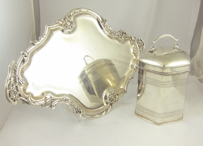 CONTINENTAL SILVER TRAY AND JAR 2