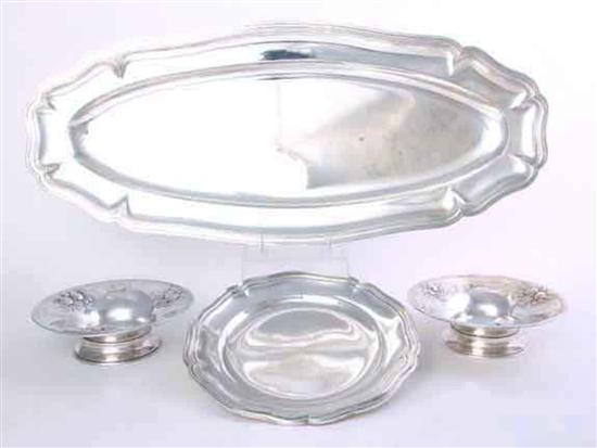 Continental silver trays and tazzas
