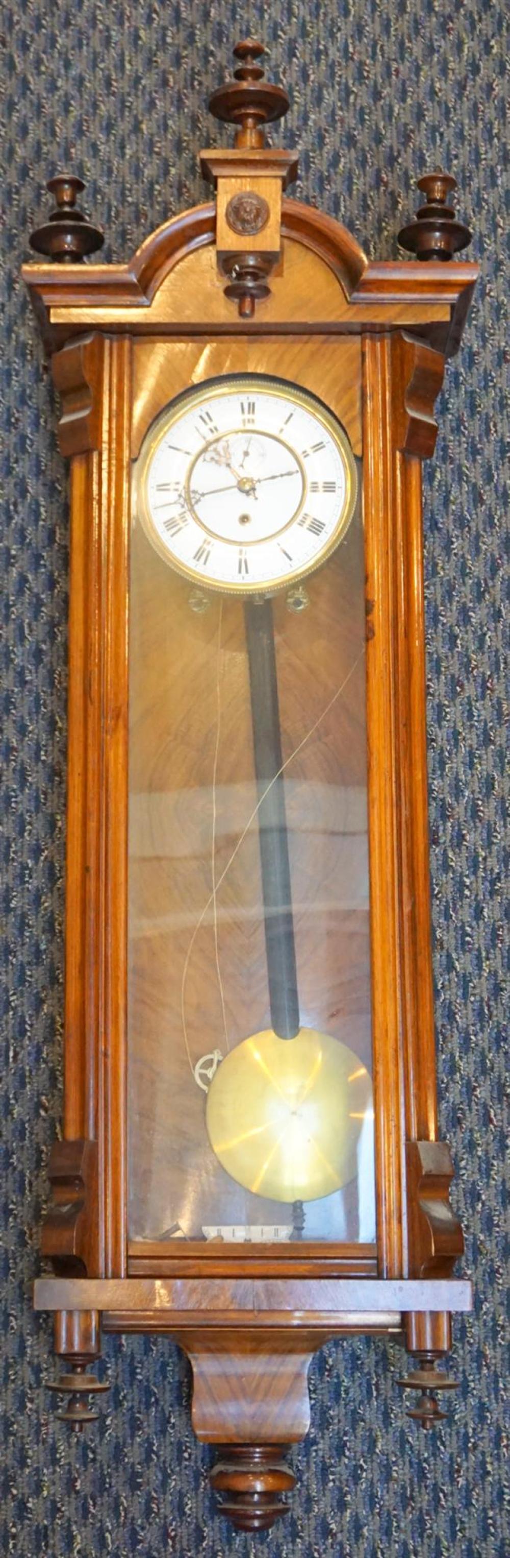 CONTINENTAL WALNUT WALL CLOCK, H: