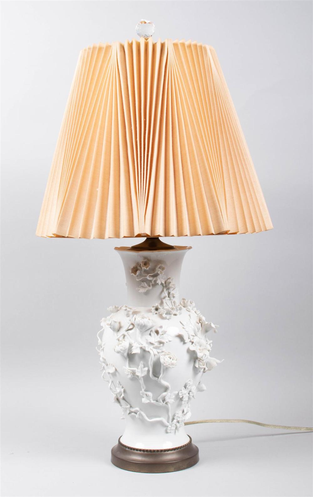CONTINENTAL WHITE-GLAZED VASE,