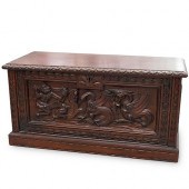 CONTINENTAL WOOD CARVED TRUNKD