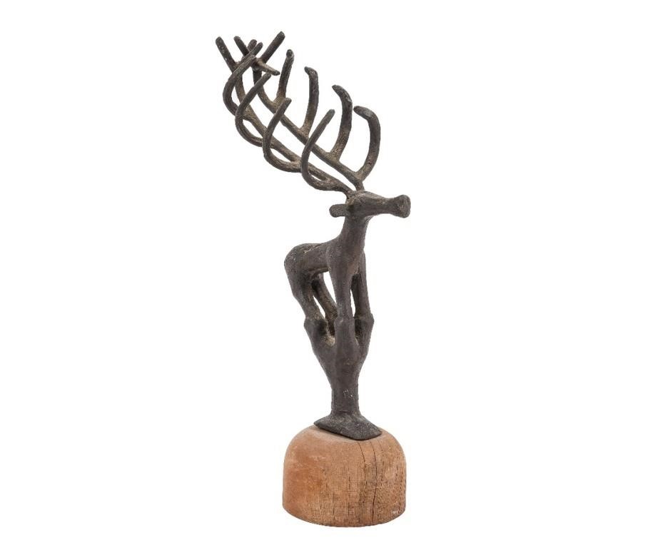 Cooper stag sculpture, 20th c.,