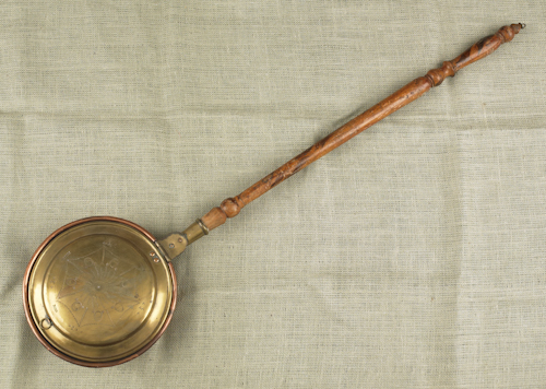 Copper and brass bedwarmer 19th