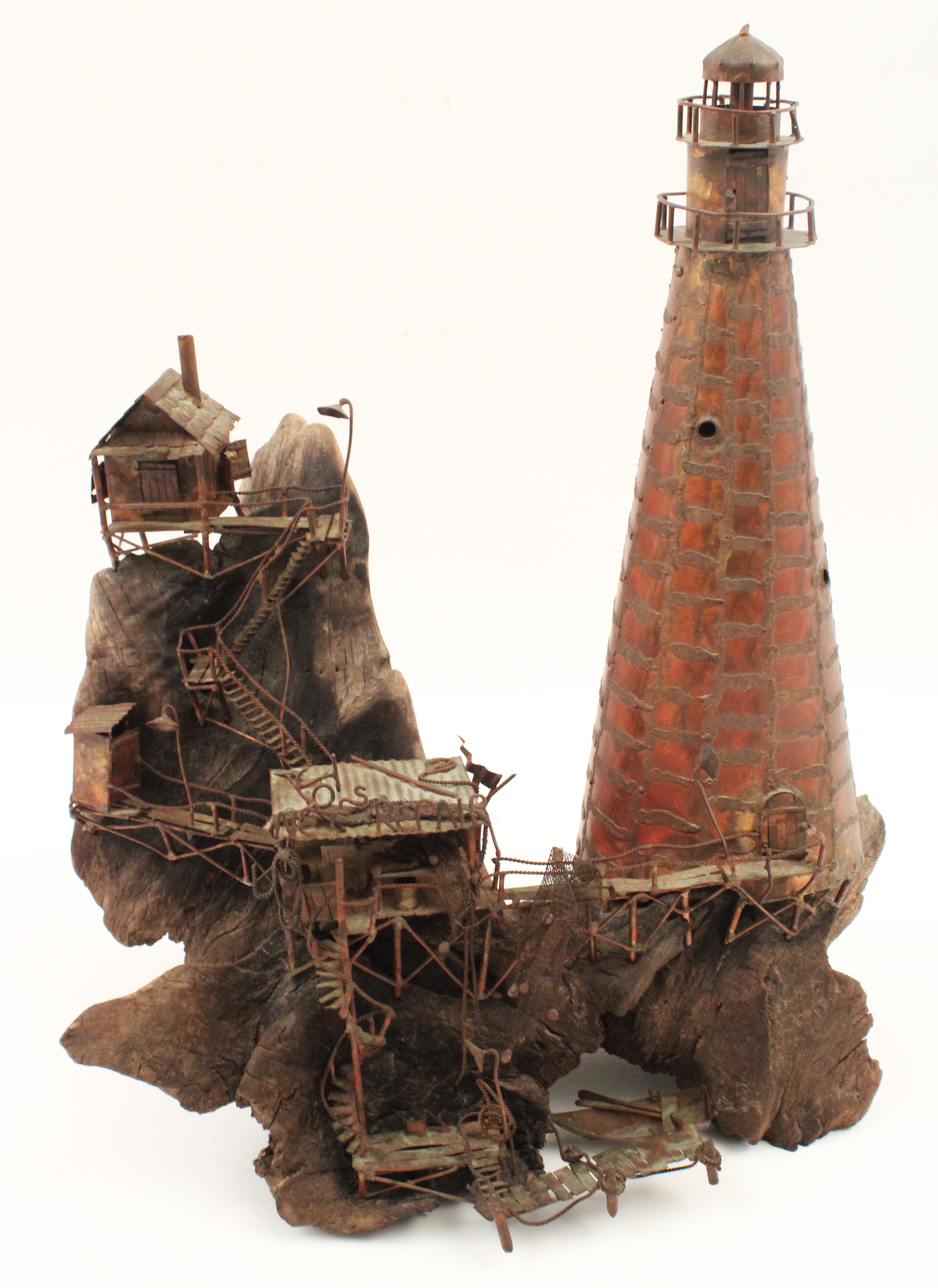 COPPER AND DRIFTWOOD TABLE MODEL OF