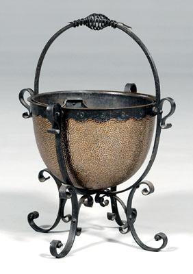 Copper and iron pail, hammered