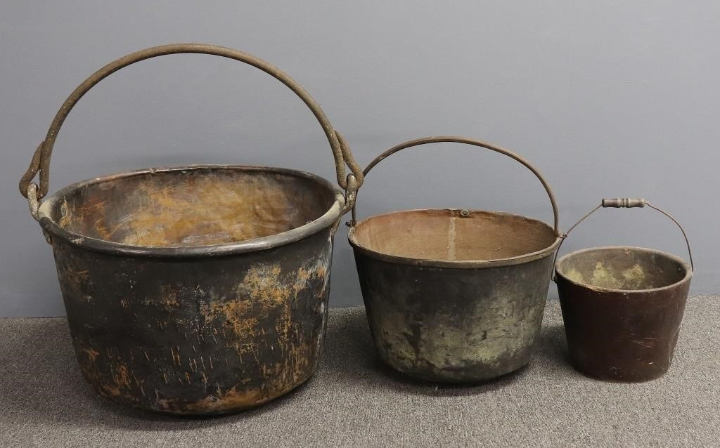 Copper apple butter kettle, 17