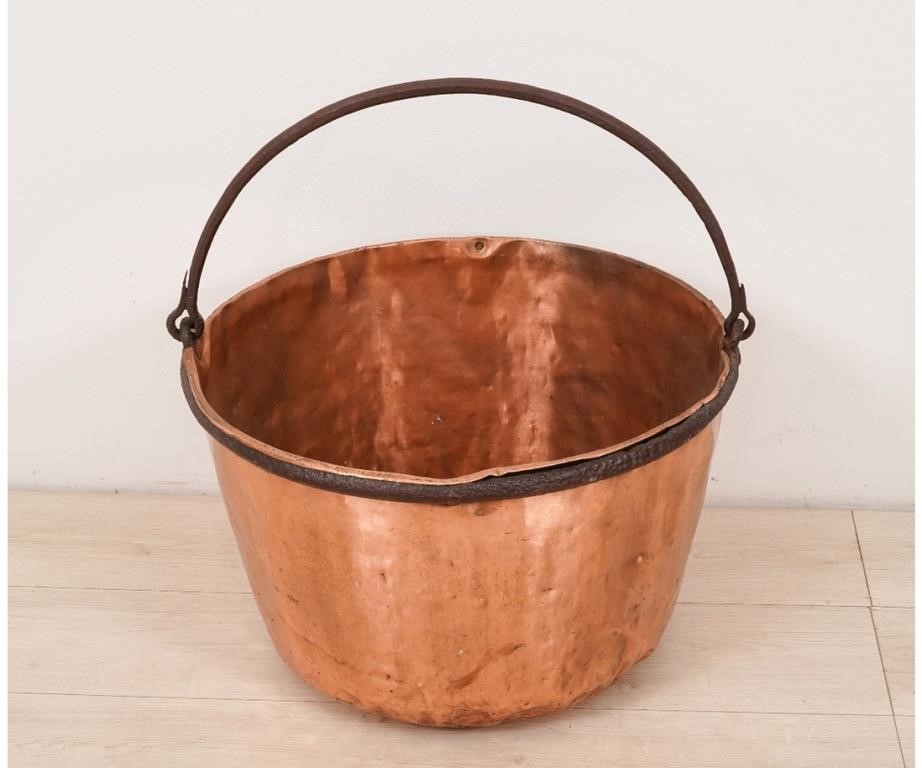 Copper apple butter kettle, early