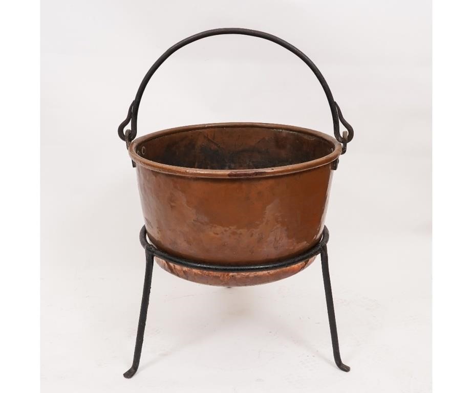 Copper apple butter kettle with