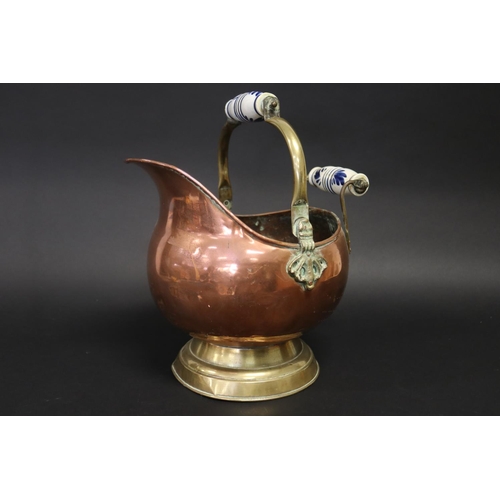 Copper & brass coal scuttle, with