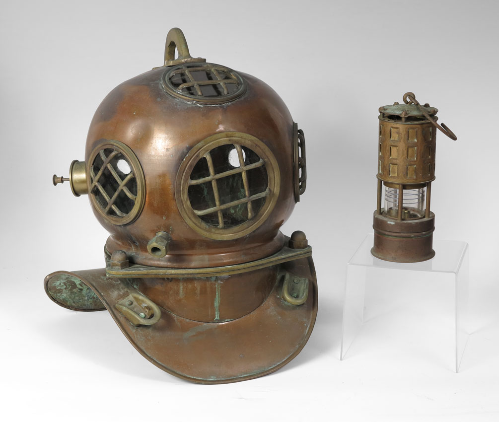 COPPER & BRASS DIVING HELMET: