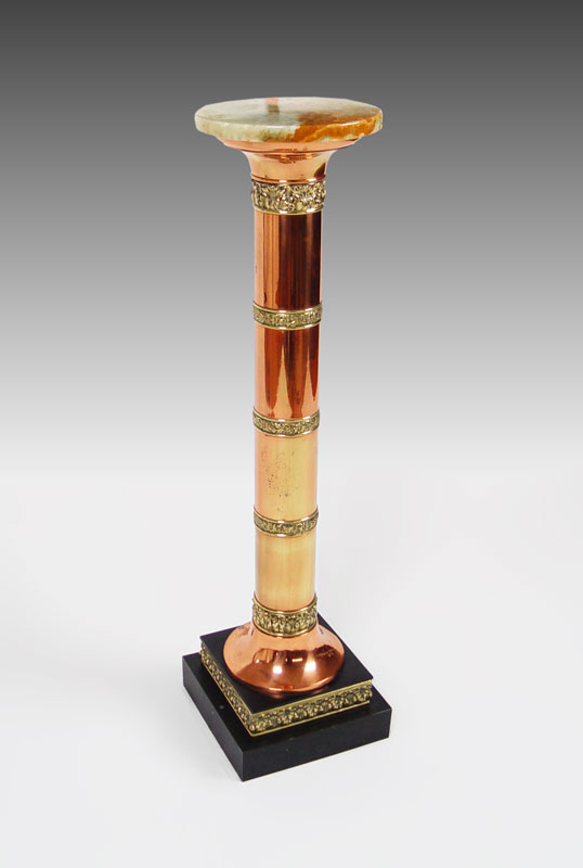 COPPER & BRASS MARBLE PEDESTAL: