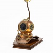 COPPER DIVER'S HELMET TABLE LA