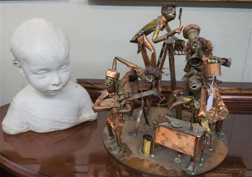 COPPER FIGURAL GROUP AND A