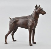 Copper Figurine of a Doberman