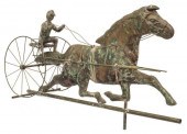 COPPER HORSE & RIDER ON SULKY