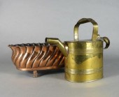COPPER JARDINIERE & BRASS WATE
