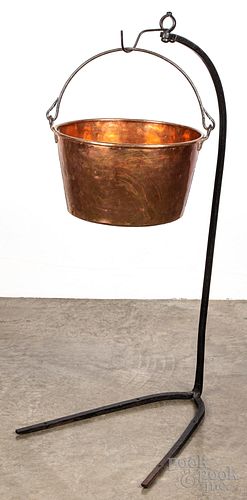 COPPER KETTLE ON WROUGHT IRON