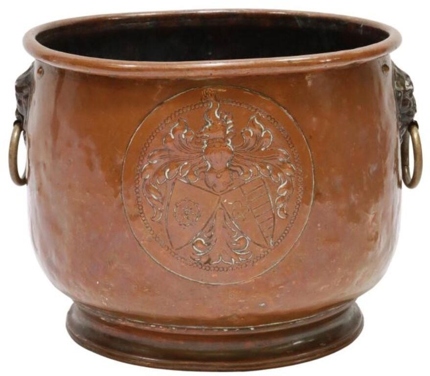COPPER LION MASK JARDINIERE WITH