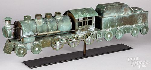 COPPER LOCOMOTIVE WEATHERVANE, 20TH
