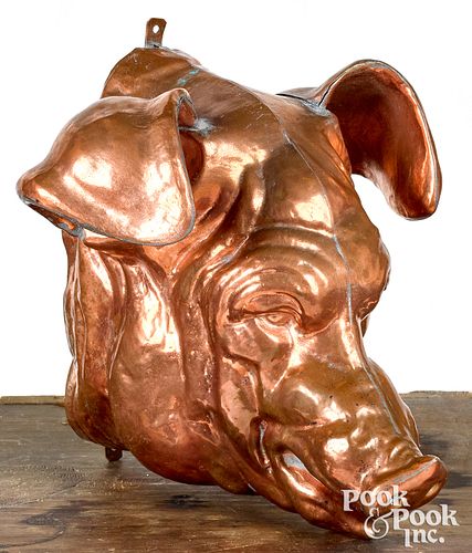 COPPER PIGS HEAD TRADE SIGN,