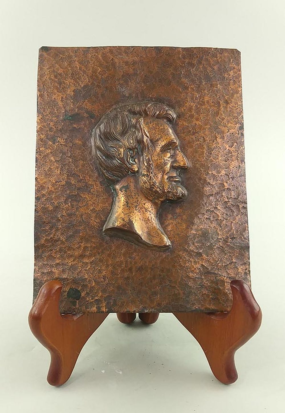 COPPER PLAQUE OF LINCOLN IN