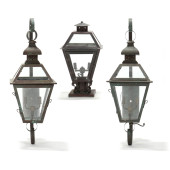 COPPER POST LANTERN AND PAIR O