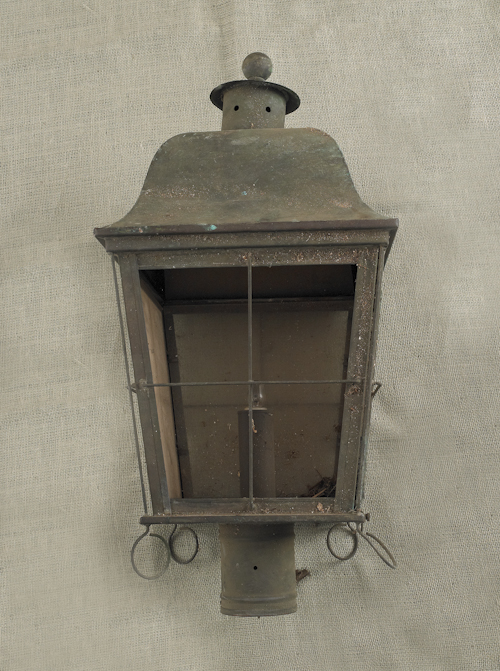 Copper post lantern ca. 1900 27" h.