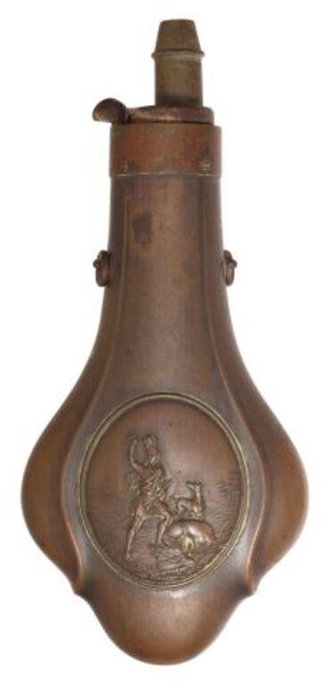 COPPER POWDER FLASK STAG HUNT